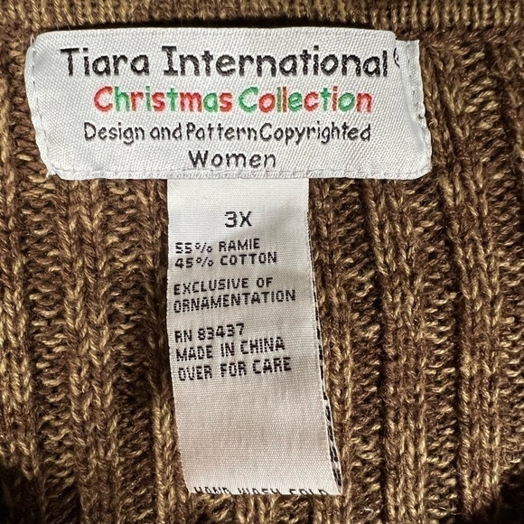 Vintage 90s Tiara Intnatl. Christmas zip up sweater jacket embroidered sz 3X - Picture 3 of 9